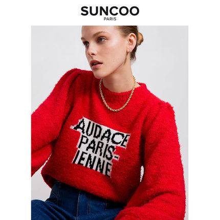 SUNCOO女士毛衣時尚跳線設計優雅舒適柔軟魅力氣質圓領秋季新品